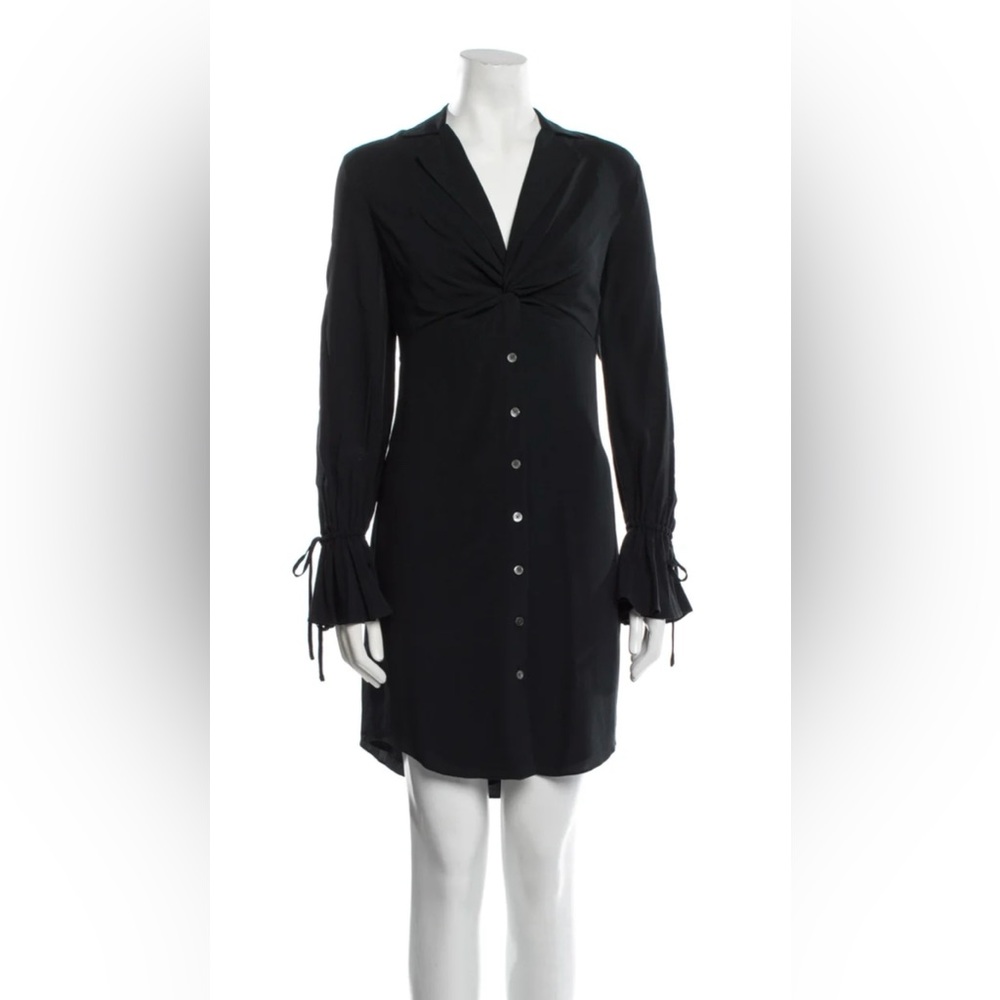 Derek Lam Black Cowl Neck Bishop Sleeve Cocktail Dress